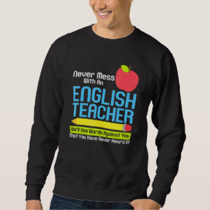 Engelsk lärare Humor Reading Bokar Vocabulary Gra Lång Ärmad Tröja