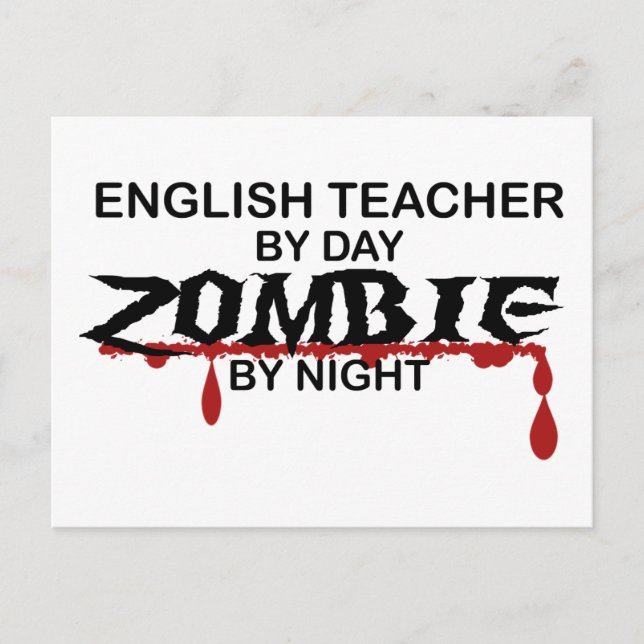 Engelsk lärare Zombie Vykort (Framsida)