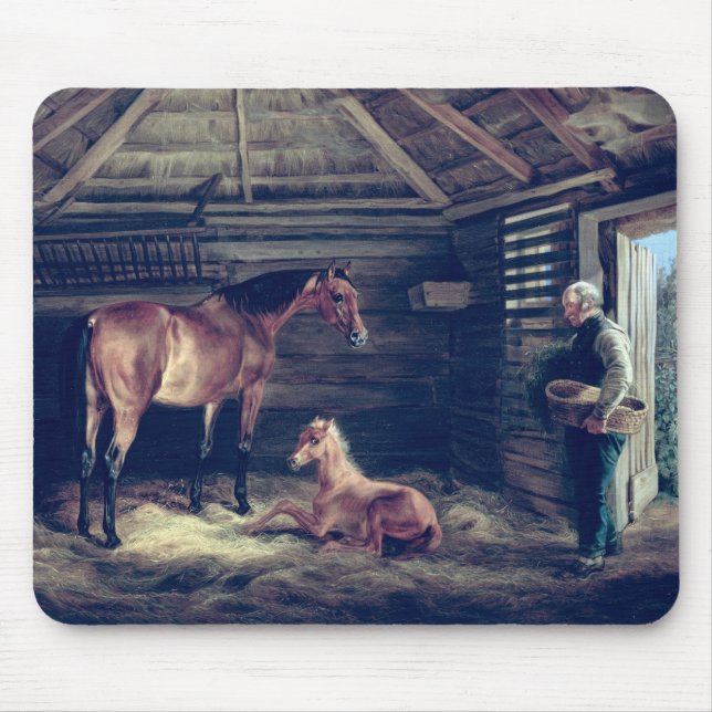 Engelsk Mare med henne föl, 1833 Musmatta (Framsidan)