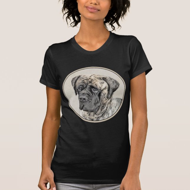 Engelsk Mastiff (Brindle) Målning - Hund Konst T Shirt (Framsida)