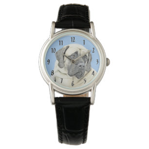 Engelsk Mastiff (Fawn) Målning - Originalt Hundkon Armbandsur