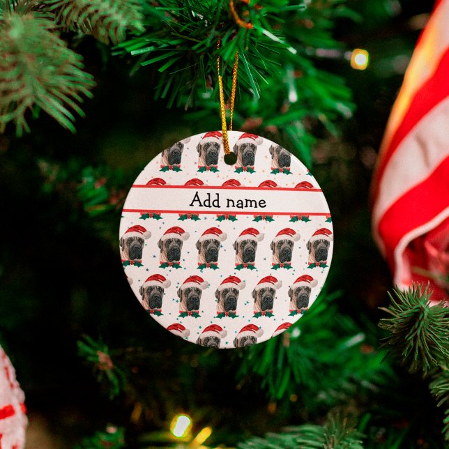 Engelsk Mastiff Hund aveln jul Julgransprydnad Keramik (Skapare uppladdad)