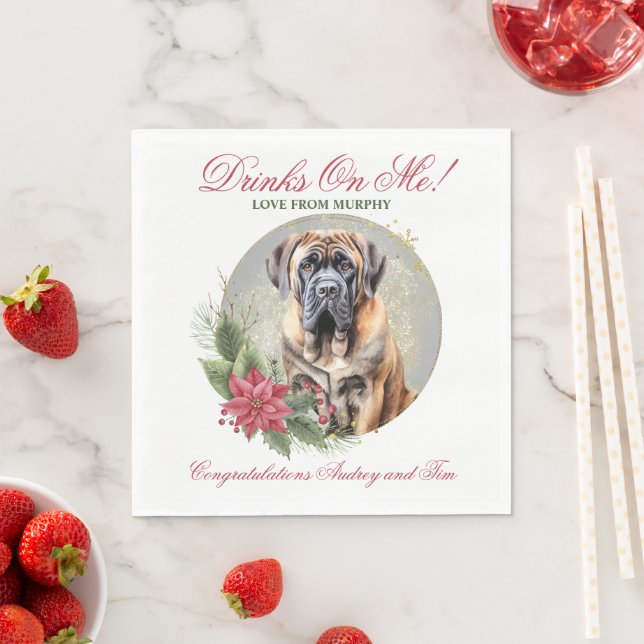 Engelsk Mastiff Hund Bröllops Servetter Med Foto (Insitu)