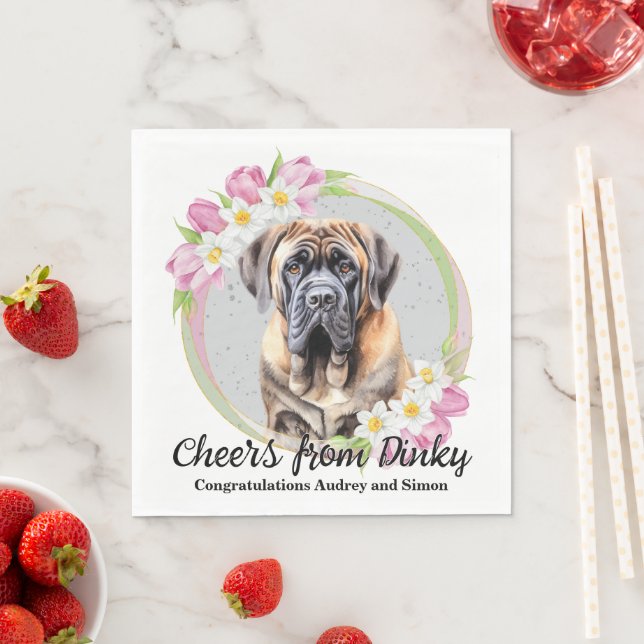 Engelsk Mastiff Hund Bröllops Servetter Med Foto (Insitu)