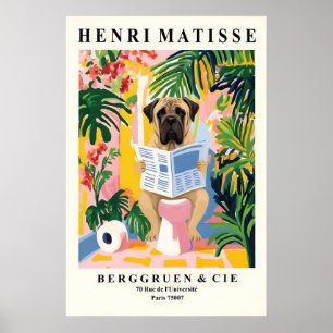 Engelsk Mastiff Konsttryck Rolig Hund på Toalett Poster