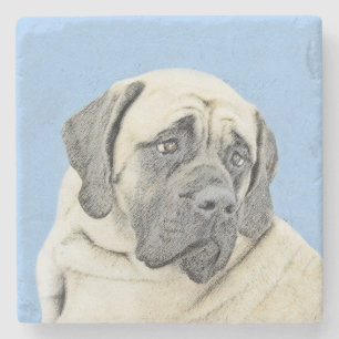 Engelsk mastiff-målning (Fawn) - Original Hund Ar Stenunderlägg