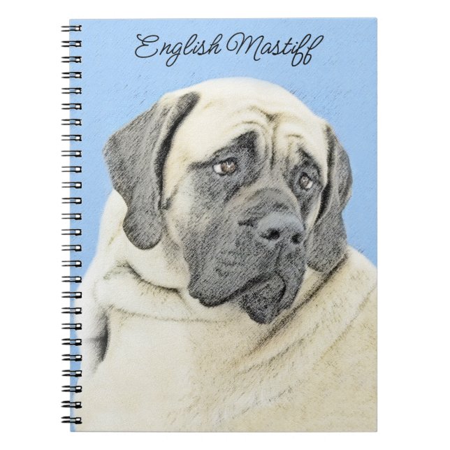 Engelsk mastiff-målning (Fawn) - Original Hund Art Anteckningsbok (Framsidan)