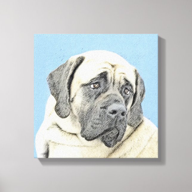 Engelsk mastiff-målning (Fawn) - Original Hund Art Canvastryck (Framsida)