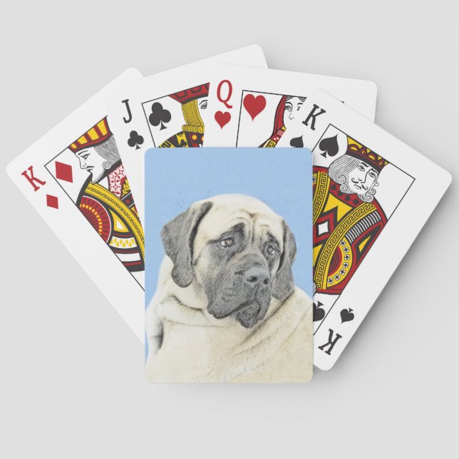 Engelsk mastiff-målning (Fawn) - Original Hund Art Casinokort (Baksidan)
