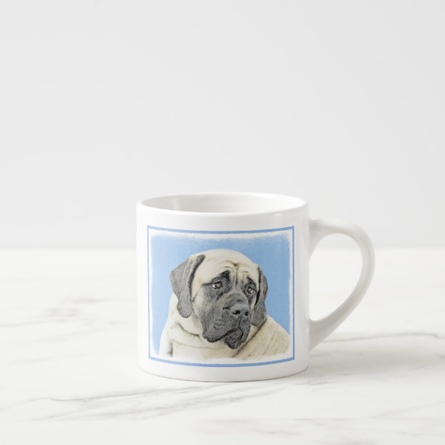 Engelsk mastiff-målning (Fawn) - Original Hund Art Espressomugg (Höger)