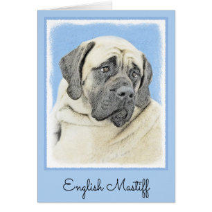 Engelsk mastiff-målning (Fawn) - Original Hund Art Hälsningskort