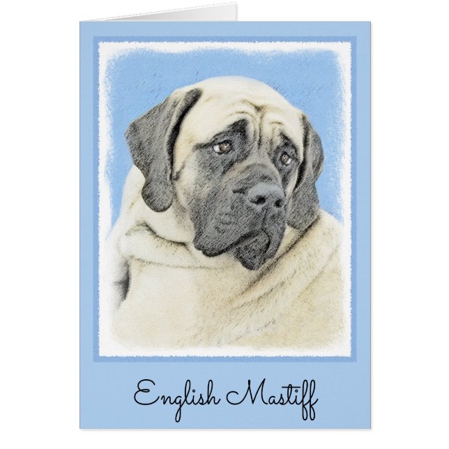 Engelsk mastiff-målning (Fawn) - Original Hund Art Hälsningskort (Framsidan)