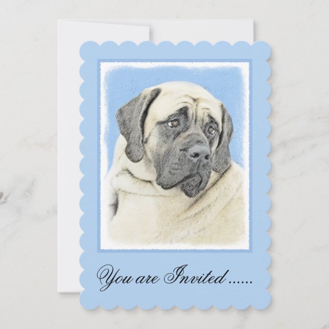 Engelsk mastiff-målning (Fawn) - Original Hund Art Inbjudningar (Framsida)