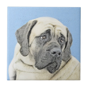 Engelsk mastiff-målning (Fawn) - Original Hund Art Kakelplatta