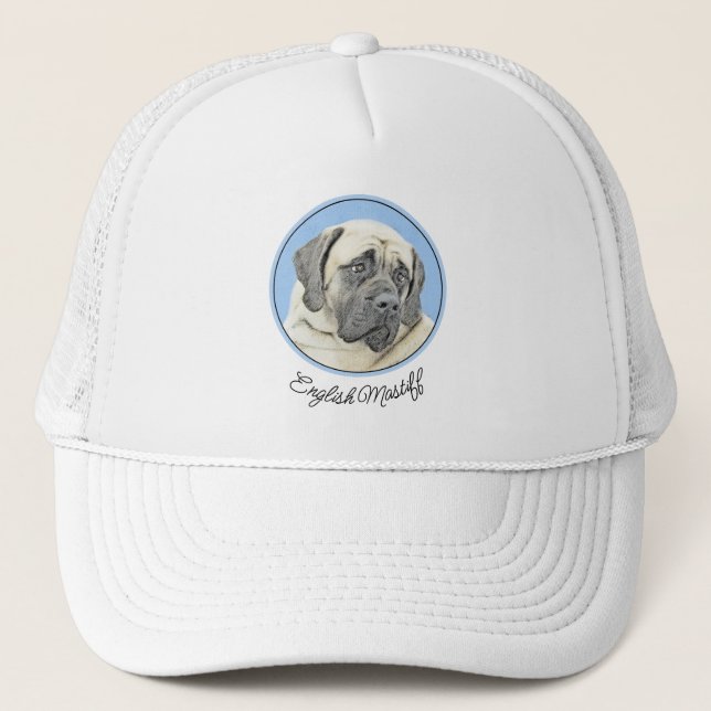 Engelsk mastiff-målning (Fawn) - Original Hund Art Keps (Framsida)