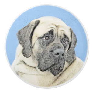 Engelsk mastiff-målning (Fawn) - Original Hund Art Knopp