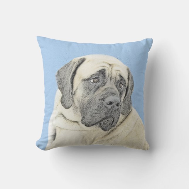 Engelsk mastiff-målning (Fawn) - Original Hund Art Kudde (Framsida)