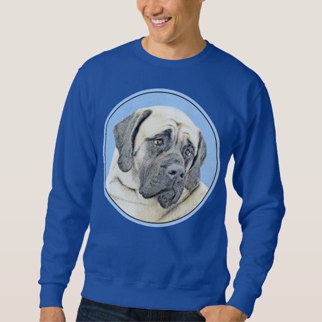 Engelsk mastiff-målning (Fawn) - Original Hund Art Lång Ärmad Tröja (Framsida)