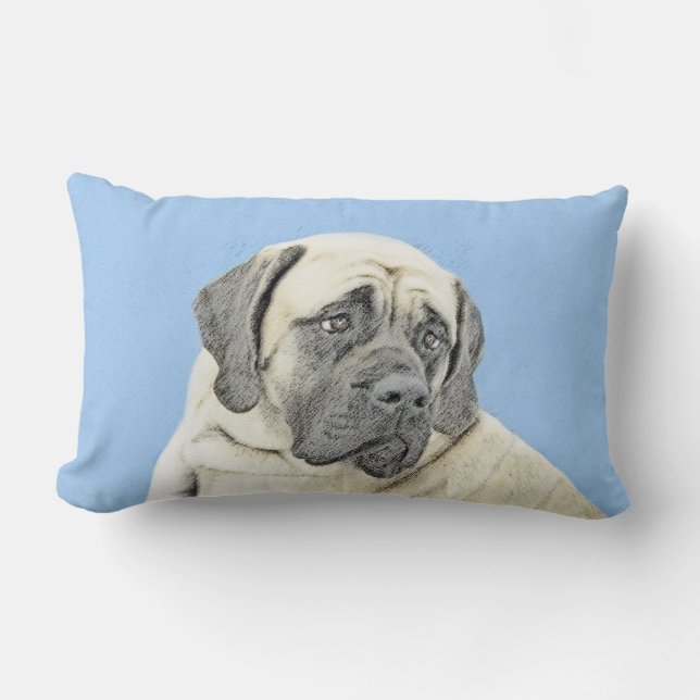 Engelsk mastiff-målning (Fawn) - Original Hund Art Lumbarkudde (Framsida)