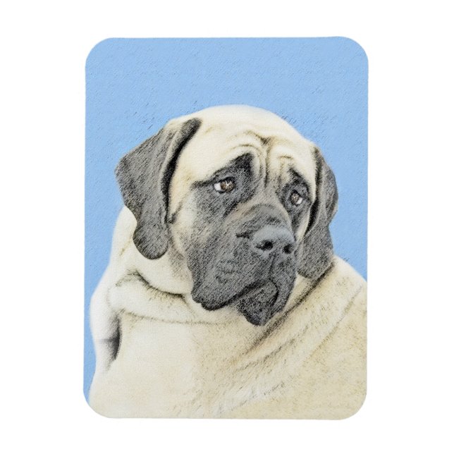 Engelsk mastiff-målning (Fawn) - Original Hund Art Magnet (Vertikal)
