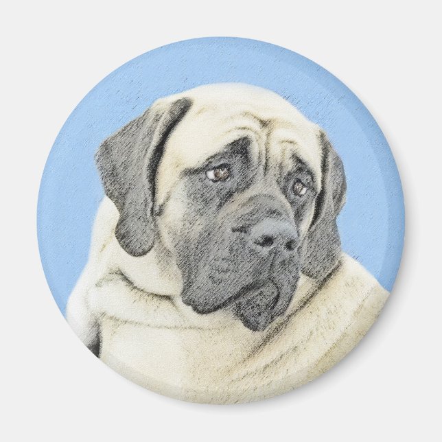 Engelsk mastiff-målning (Fawn) - Original Hund Art Magnet (Framsidan)
