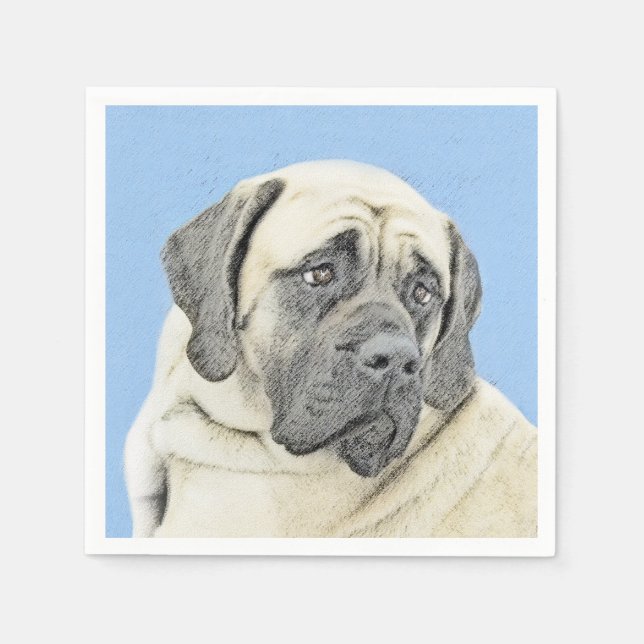 Engelsk mastiff-målning (Fawn) - Original Hund Art Pappersservett (Framsidan)
