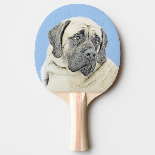 Engelsk mastiff-målning (Fawn) - Original Hund Art Pingisracket (Framsidan)