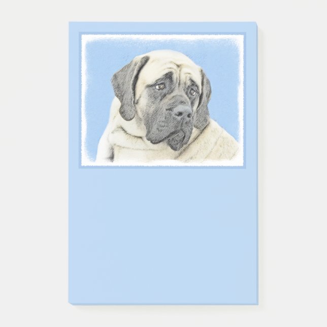Engelsk mastiff-målning (Fawn) - Original Hund Art Post-it Block (Framsida)
