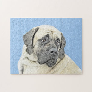Engelsk mastiff-målning (Fawn) - Original Hund Art Pussel