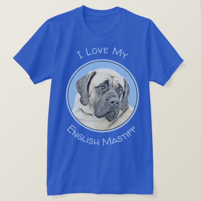 Engelsk mastiff-målning (Fawn) - Original Hund Art T Shirt (Design framsida)