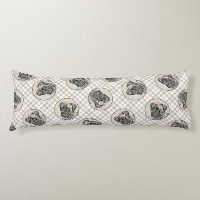 Engelsk Mastiff Painting Brindle Original Hund Art Kroppskudde (Framsidan)