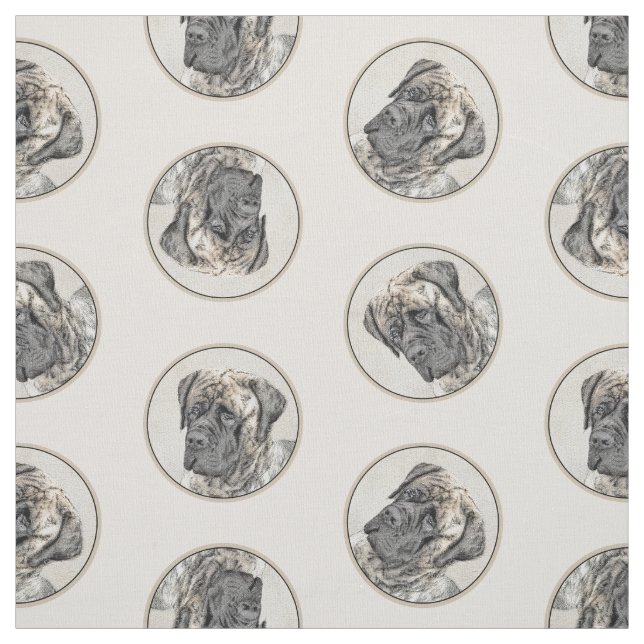 Engelsk Mastiff Painting Brindle Original Hund Art Tyg (Provkarta)