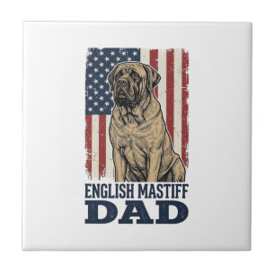 Engelsk Mastiff Pappa Patriotisk Vintage Hund Desi Kakelplatta