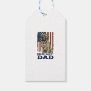 Engelsk Mastiff Pappa Patriotisk Vintage Hund Desi Presentetikett