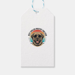 Engelsk Mastiff Pappa Vintage Solnedgång Hund Vekt Presentetikett