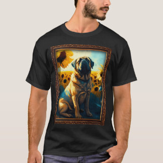 Engelsk Mastiff Solros Målning Bedårande Hund T Shirt