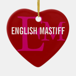 Engelsk MastiffMonogramdesign Julgransprydnad Keramik