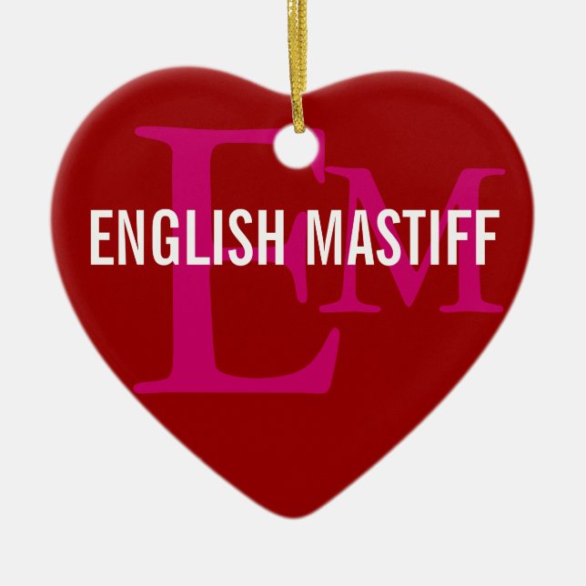 Engelsk MastiffMonogramdesign Julgransprydnad Keramik (Framsidan)