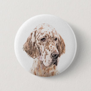 Engelsk Orange Belton Painting Hund Art Knapp