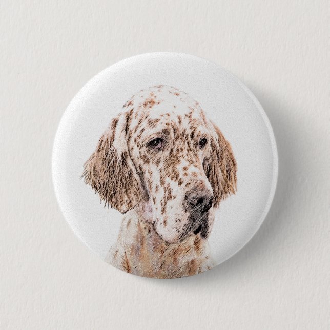 Engelsk Orange Belton Painting Hund Art Knapp (Framsida)