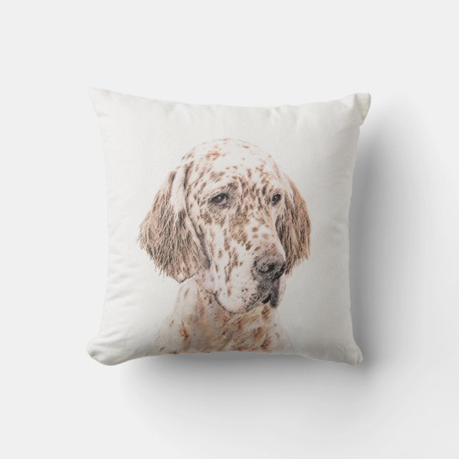 Engelsk Orange Belton Painting Hund Art Kudde (Framsida)