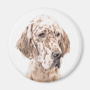 Engelsk Orange Belton Painting Hund Art Magnet