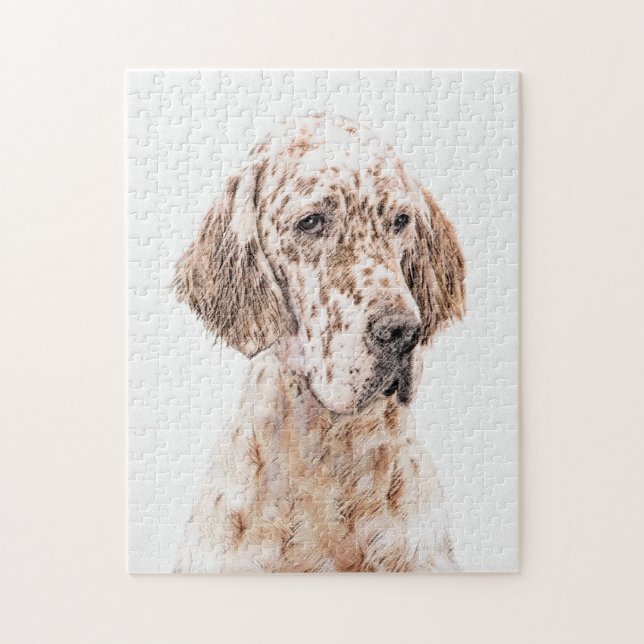 Engelsk Orange Belton Painting Hund Art Pussel (Vertikal)