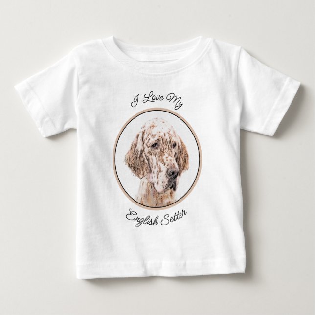 Engelsk Orange Belton Painting Hund Art T Shirt (Framsida)