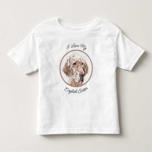 Engelsk Orange Belton Painting Hund Art T Shirt (Framsida)