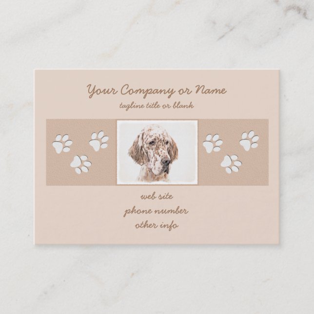 Engelsk Orange Belton Painting Hund Art Visitkort (Framsida)