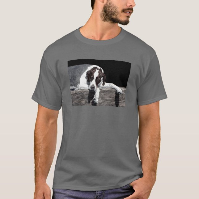 Engelsk pekare - mörk T-tröja - "Sophie ", Tee (Framsida)