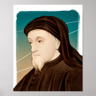 Engelsk poet Geoffrey Chaucer illustration Poster