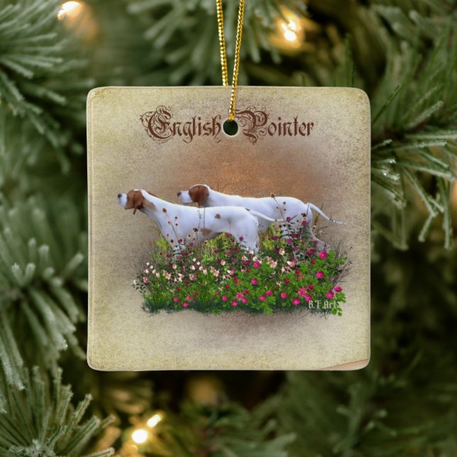 Engelsk Pointer Broderimattan Affisch Triptych Akr Julgransprydnad Keramik (Träd)