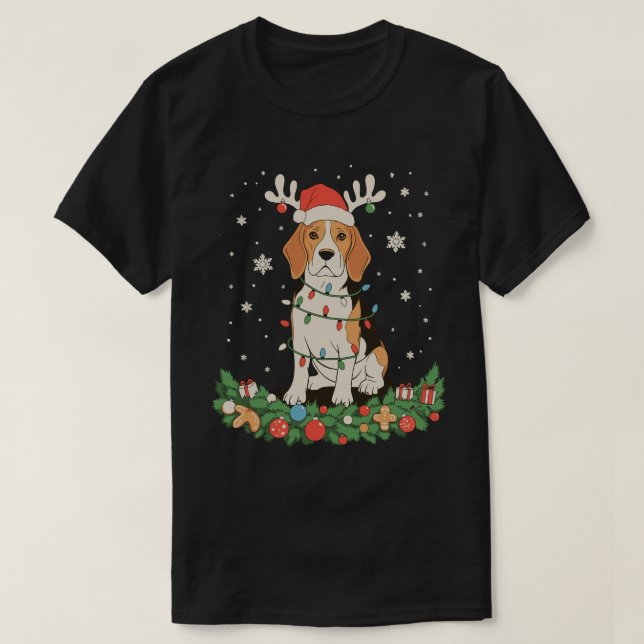 Engelsk Pointer Hund Renhatt Julbelysning T Shirt (Design framsida)